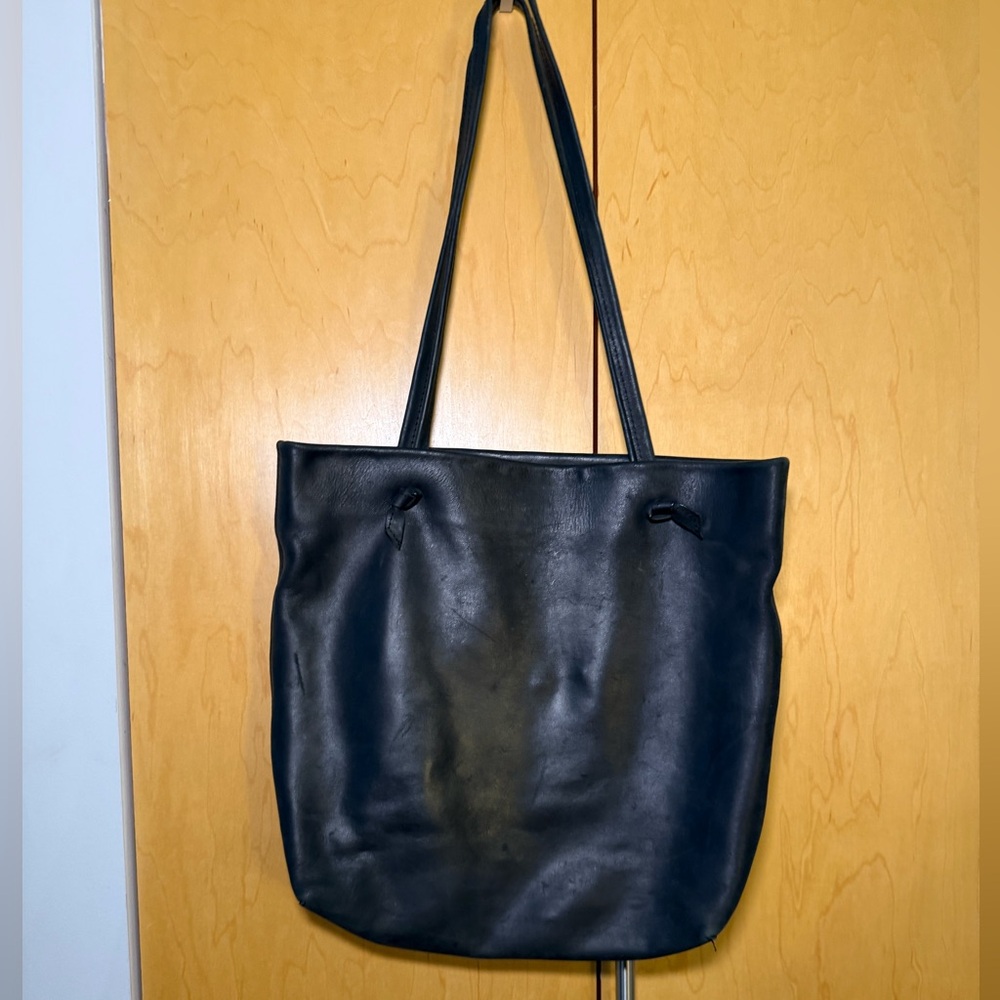 Elegant Black Leather Tote Bag